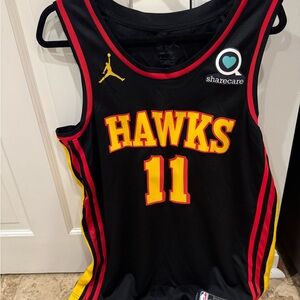 NBA Atlanta Hawks Black Red Yellow #11 Jersey